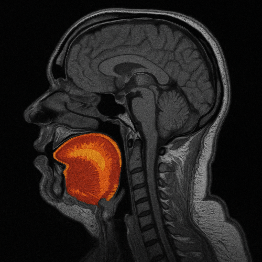 Imagen radiológica de una lengua de obeso